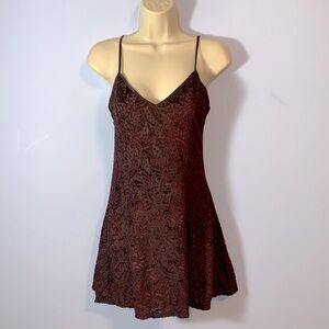 Victoria’s Secret chocolate brown velvet burnout sexy slip dress cami tank XS